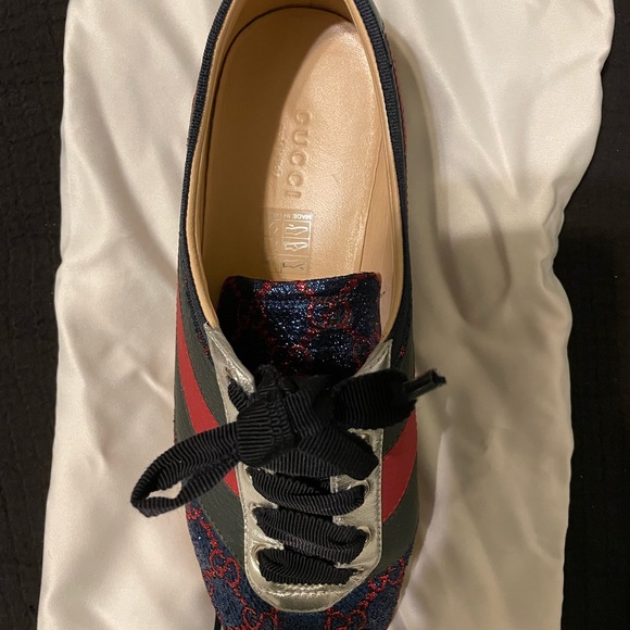 Gucci Flacer Leather Sneakers in blue size 7 - Picture 4 of 13